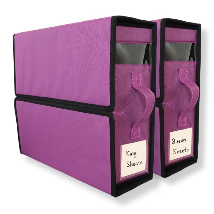 Purple Foldable Linen Under Bed Storage Bins Zipper Foldable Storage Bin Bed Sheet Organizers and Storage