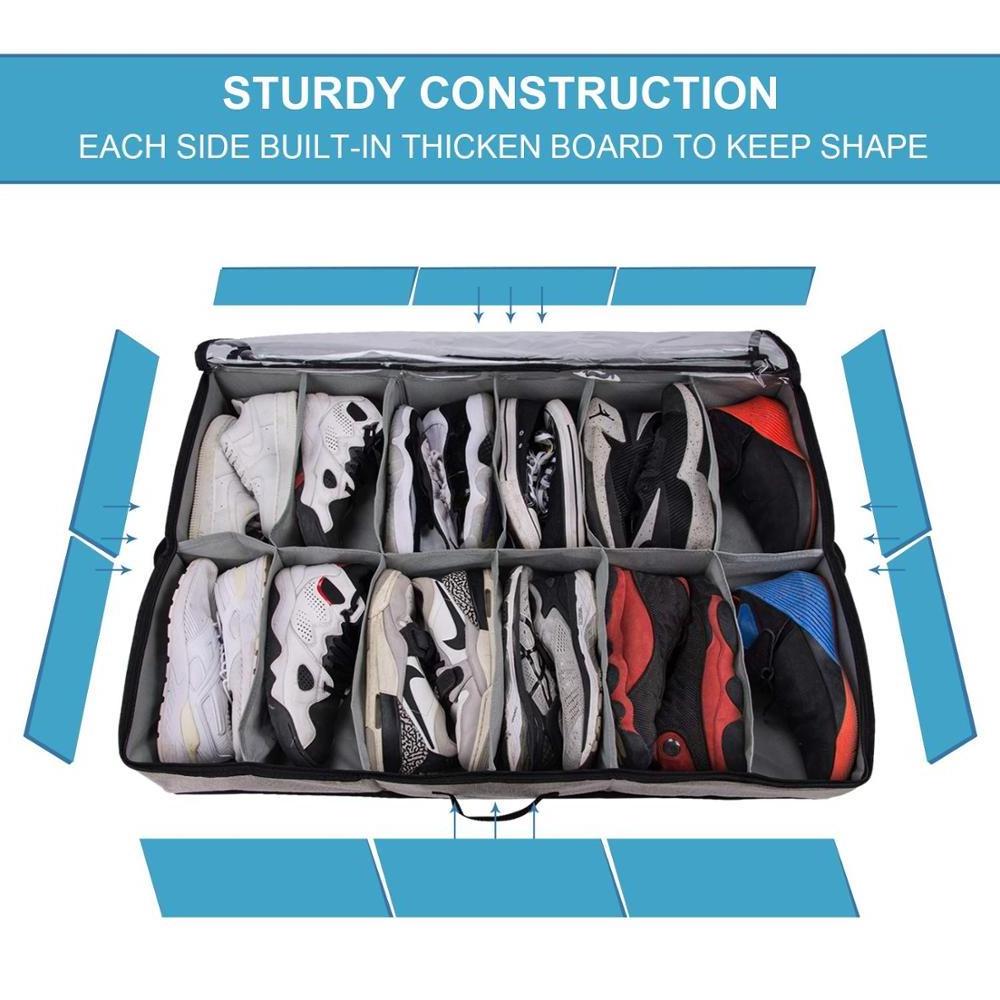 Sturdy & Breathable Materials Underbed storage bag storage bins Under the Bed Shoe Organizer Fits  for Kids Men & Women Shoes