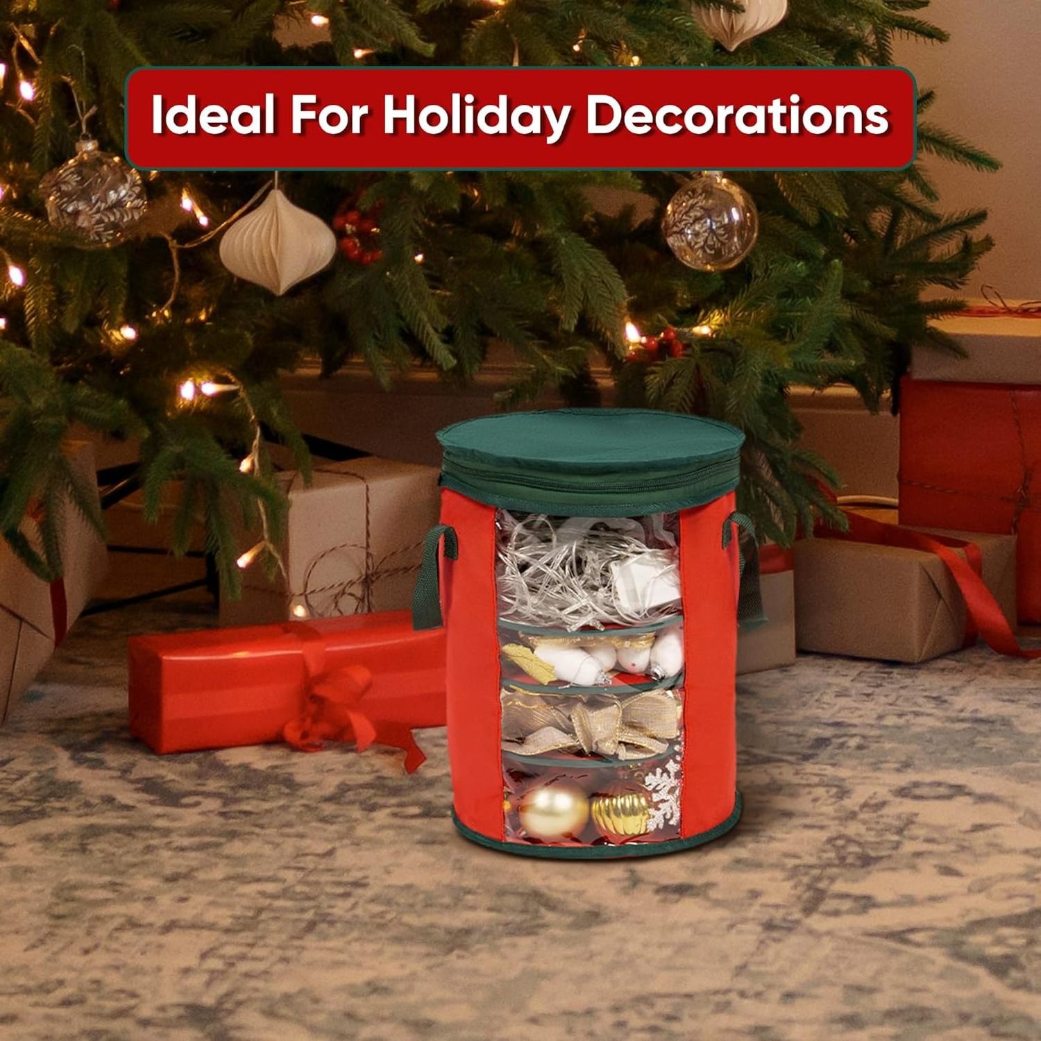 Collapsible Xmas Tree Lights Storage 800 Fairy Lights Christmas Lights Ornaments Storage Bag