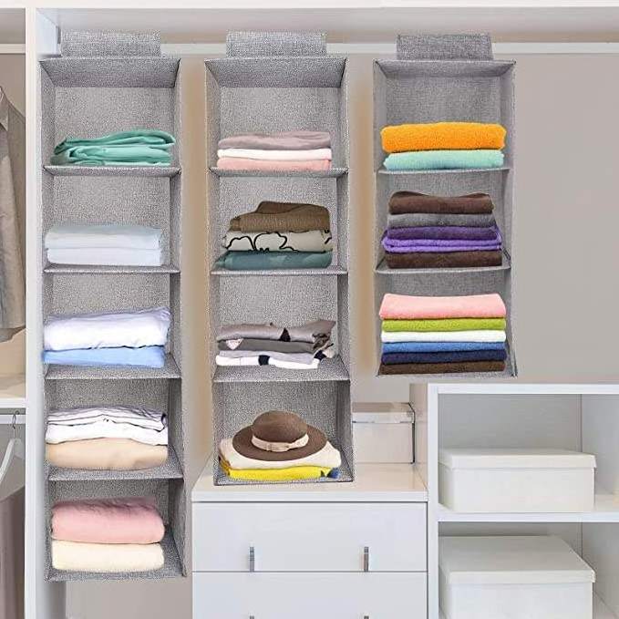 Artificial Cotton Linen Sundries Storage Bag 3/4/5layer Collapsible Hanging Storage Shelves Hanging Closet Organizer