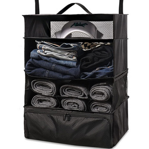 Hanging Portable Luggage Organizer Suitcase Closet Shelving Organizer Travel Packing Cubes