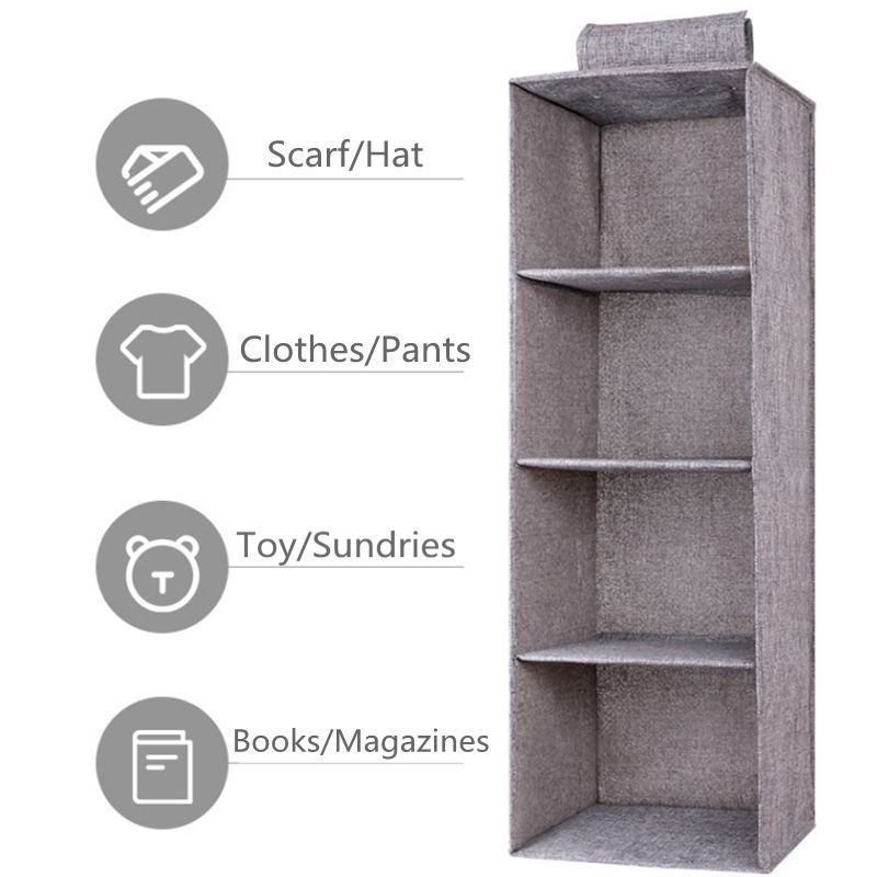 Artificial Cotton Linen Sundries Storage Bag 3/4/5layer Collapsible Hanging Storage Shelves Hanging Closet Organizer