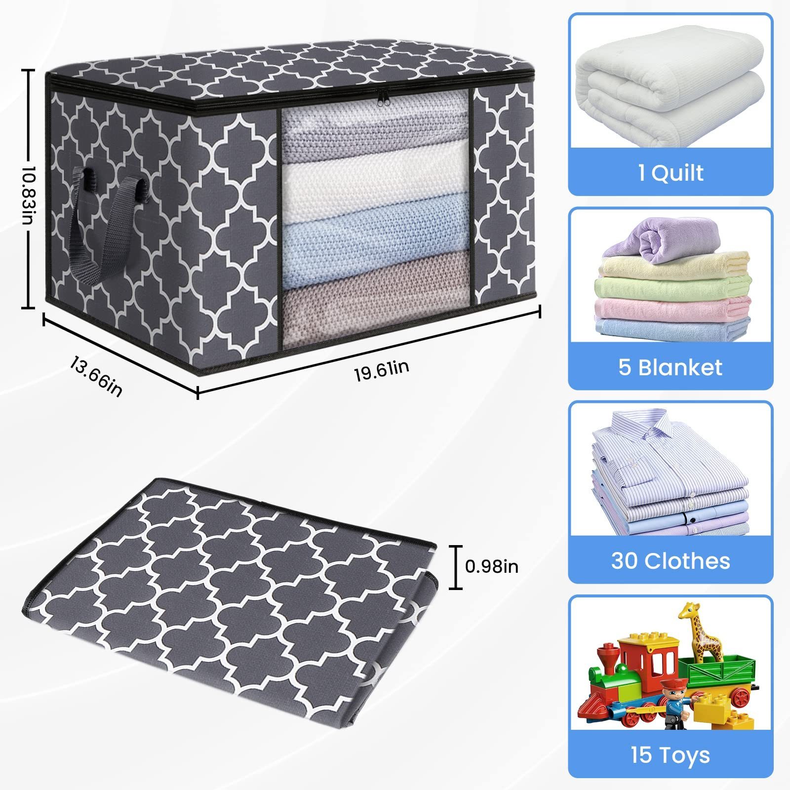 Clothes Storage Foldable Blanket Storage Bags Storage Containers for Organizing Clothing Bedroom Comforter Closet Organizer