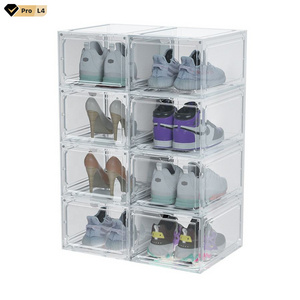 New Style Shoebox Black Large Giant Folding Stackable Transparent Clear Shoe Organizer Sneaker Box Plastic Shoe Case Storage Box