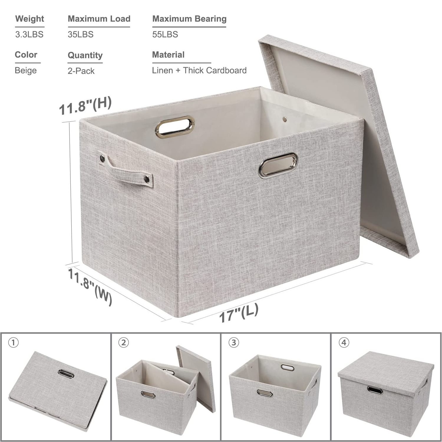 Large Storage Bins with Lids Thick Decorative Storage Boxes with Closet Storage for Clothes Linen Toy Boxes