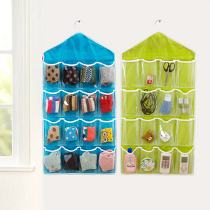 Creative Happy Gifts Housekeeping Storage Holders 16 Pockets Clear Hanging Bag Socks Bra Underwear Rack Hanger Storage Organizer