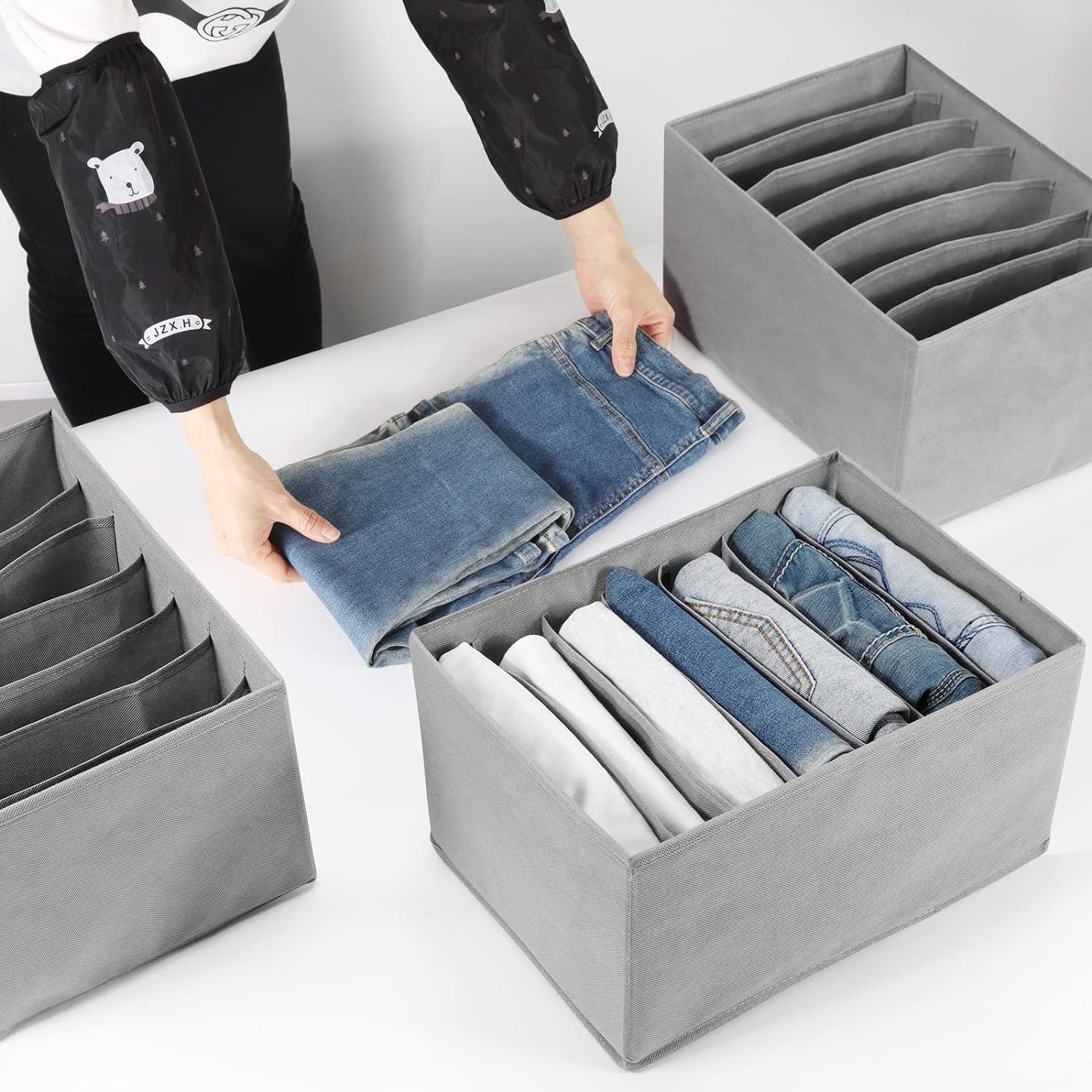 Washable Clothes Organizer for Folded Clothes Non-Woven Fabric Drawer Organizers Jeans Wardrobe Clothes Organizer