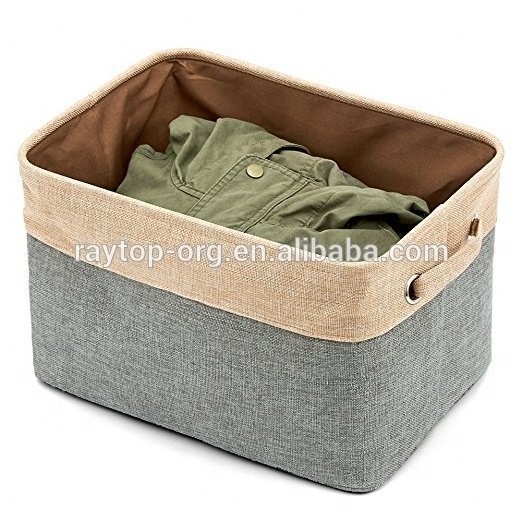 Foldable Storage Bins Organizer Shelf Collapsible Large Laundry Closet Cube Fabric Linen Canvas Storage Baskets with Handles