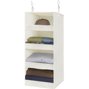 4-Shelf Closet Hanging Shelves Hanging Organizer Space Saver for Bedroom & Living Room Beige 1 Pack