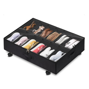 Custom Underbed Storage Solution Containers Under Bed Shoe Storage Organizer With Wheel & Adjustable Dividers