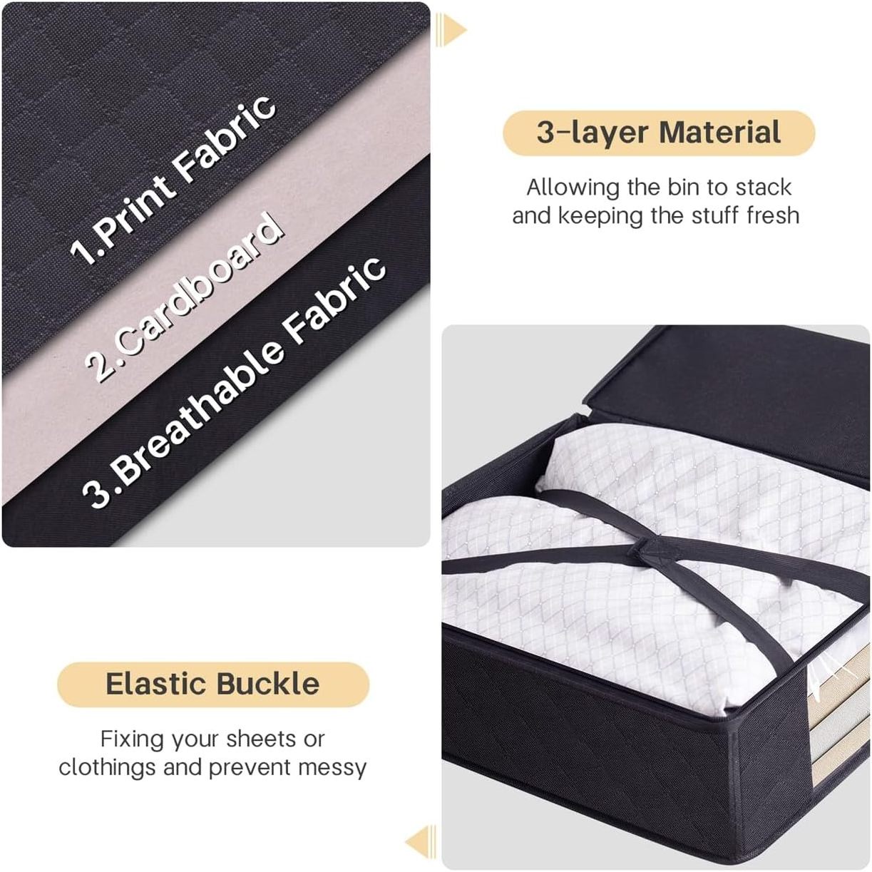 High Quality Foldable Bed Sheet Organizers for Linen Closet With Sturdy Zippers and Reinforced Handle