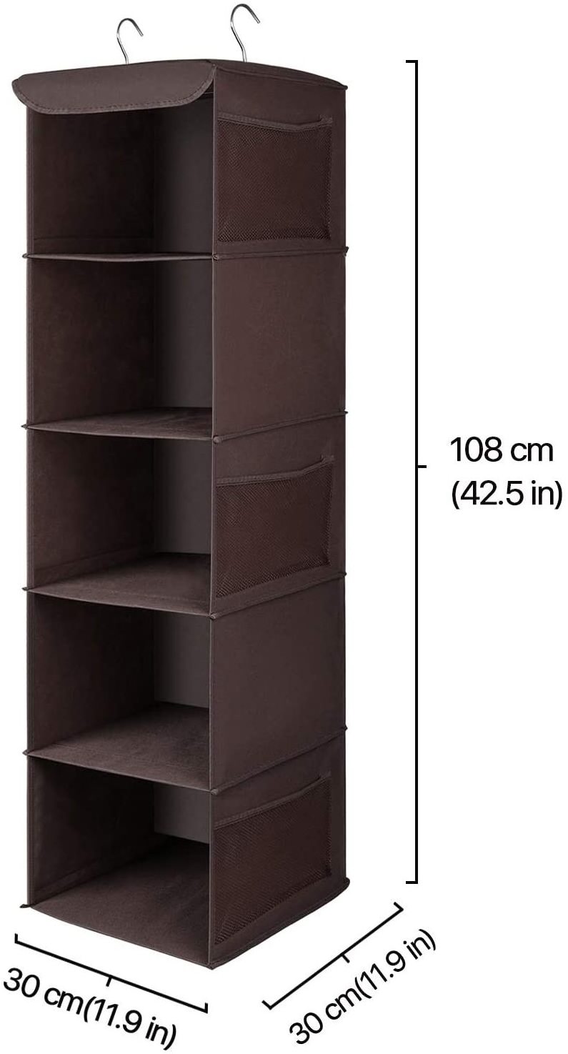 5-shelf Non Woven Space Saving Easy Use Drawers Collapsible Shelves Hanging Closet Organizer For Sweater Cloth Handbag