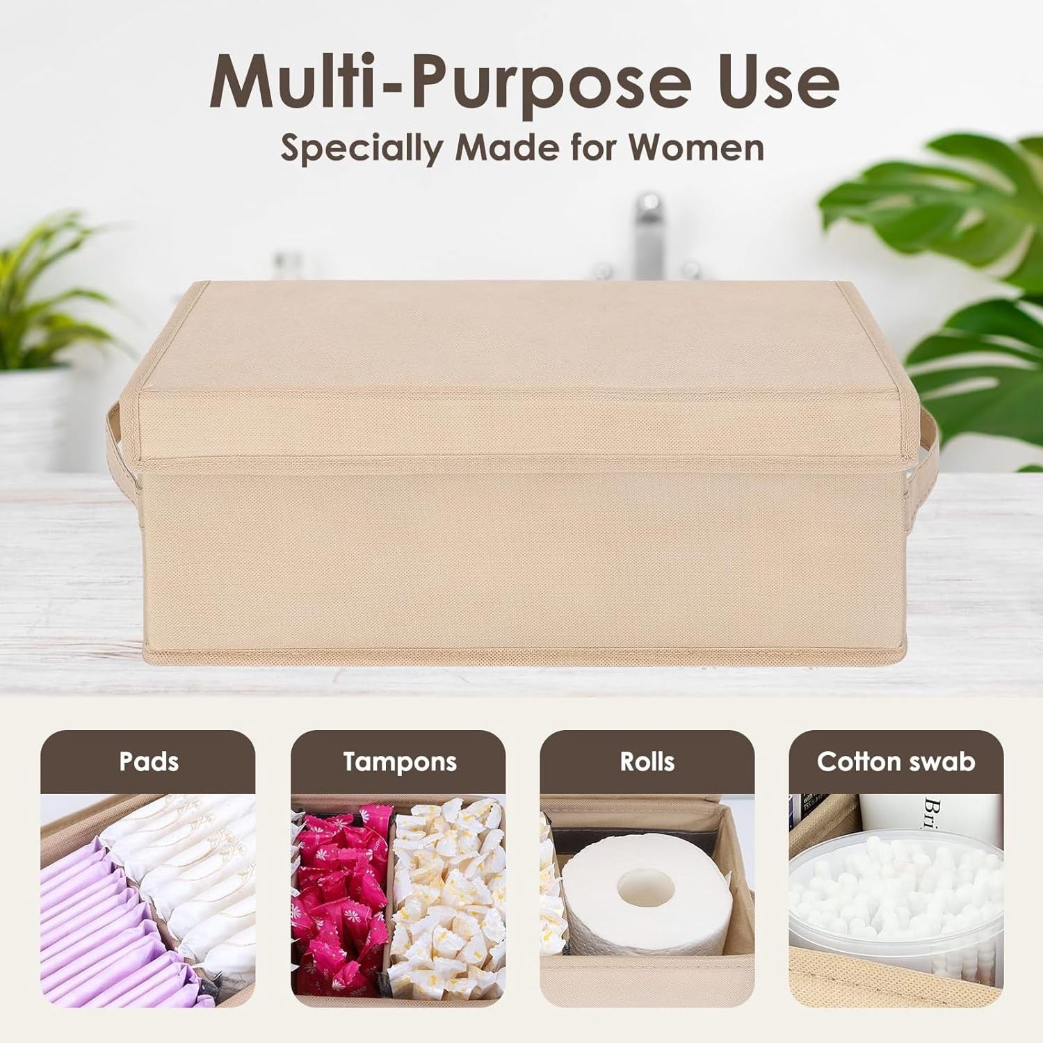 Foldable Feminine Privacy Tampon Storage Organizer Cotton Pad Tampon Holder For Bathroom