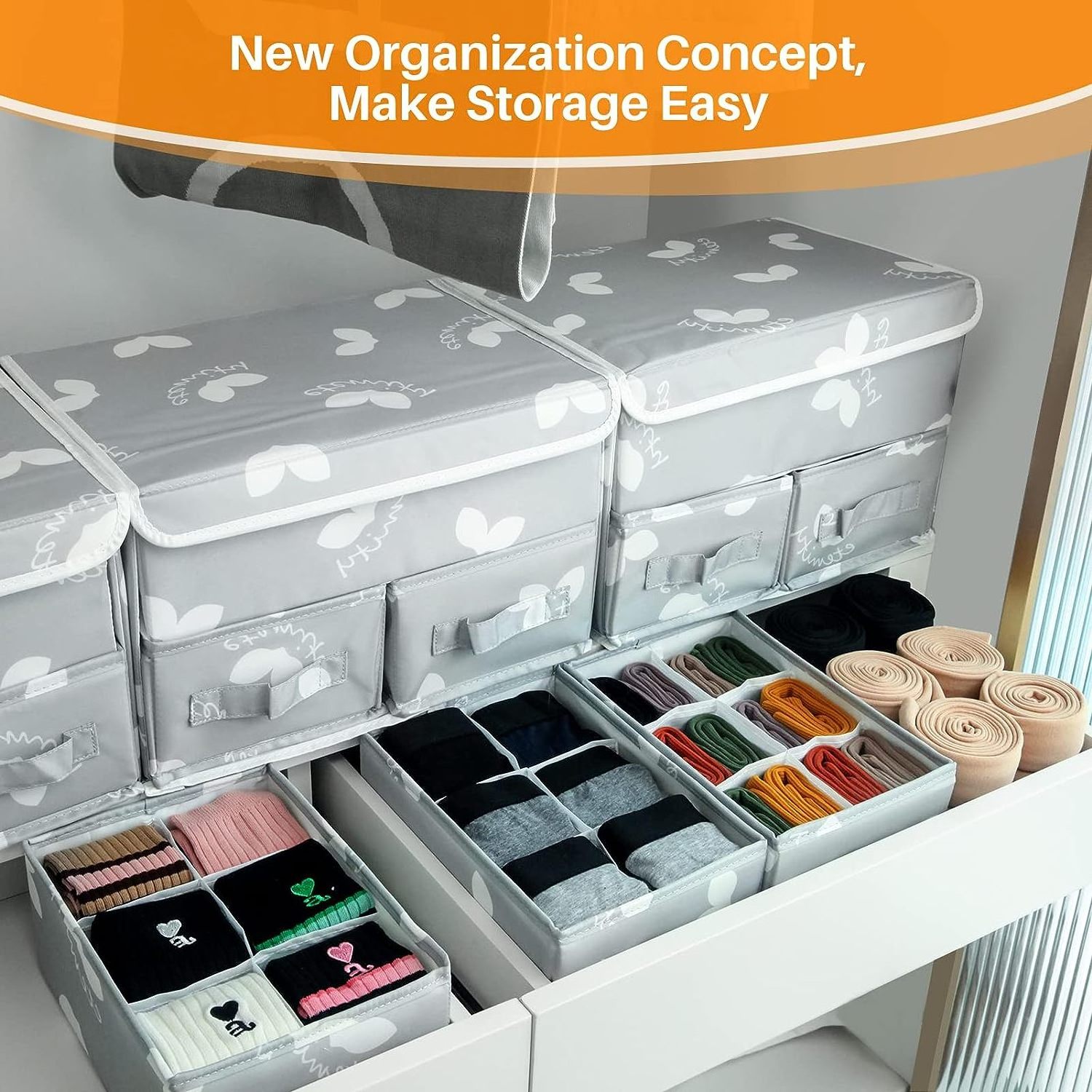 Sock Underwear Drawer Divider Closet Organizers Dresser Organizer Wardrobe Clothes Box Storage Bins with Lid