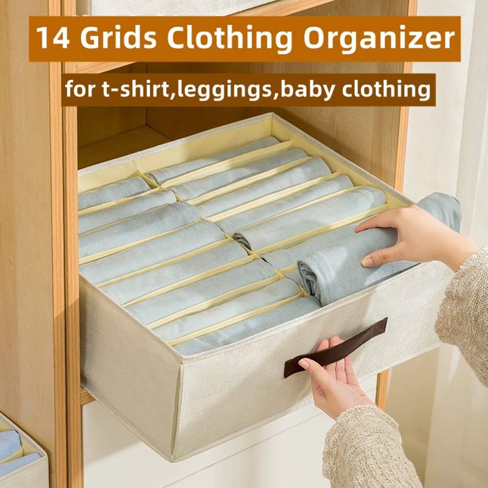 14 Grids T Shirt Linen Clothing Storage Organizer Closet Drawer for Clothing Wardrobe Clothes Organizer for Folded Clothes