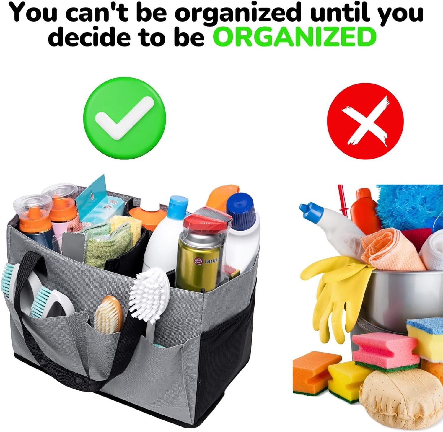 Wearable Cleaning Caddy with Handle Caddy Organizer for Cleaning Supplies with Shoulder and Waist Straps Under Sink Organizer