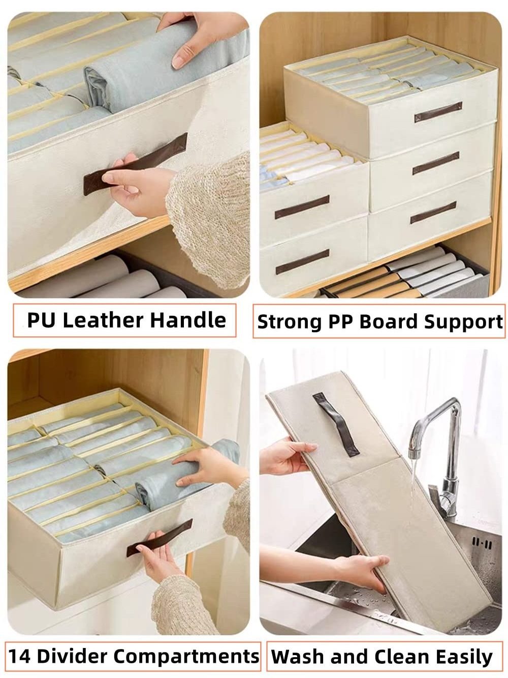 14 Grids T Shirt Linen Clothing Storage Organizer Closet Drawer for Clothing Wardrobe Clothes Organizer for Folded Clothes