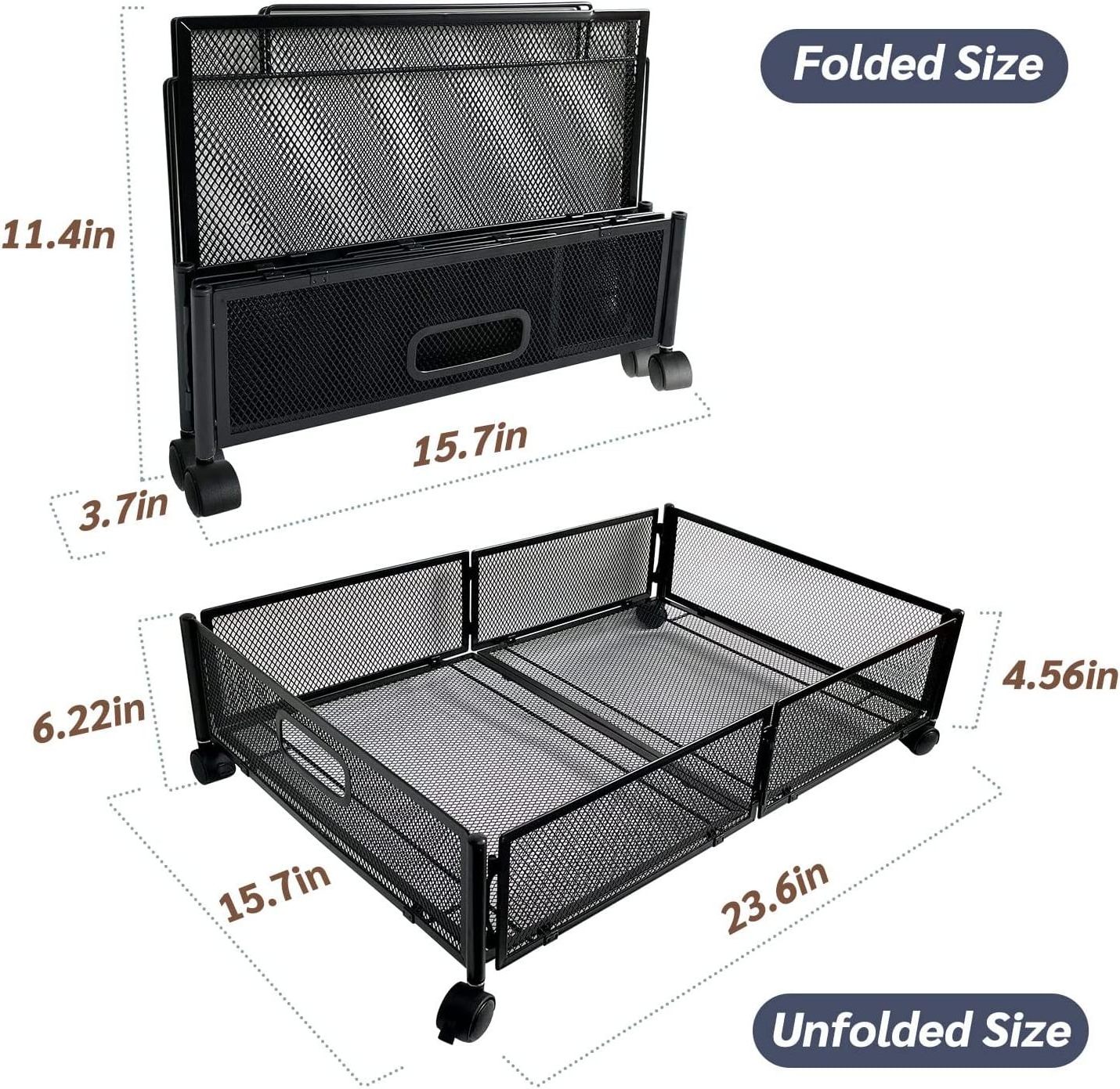 Raytop Large Metal Foldable Space-saving Under Bed Drawer Shoe Storage Organizer on Wheels