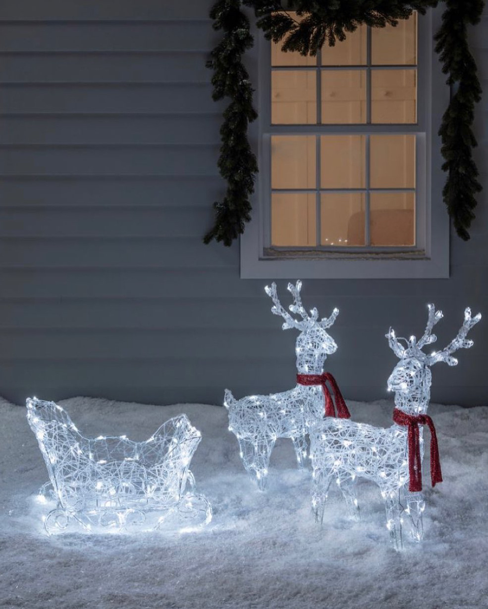 Top quality Animated Outdoor Christmas Santa Claus Sleigh Reindeer With Led Light Decoration