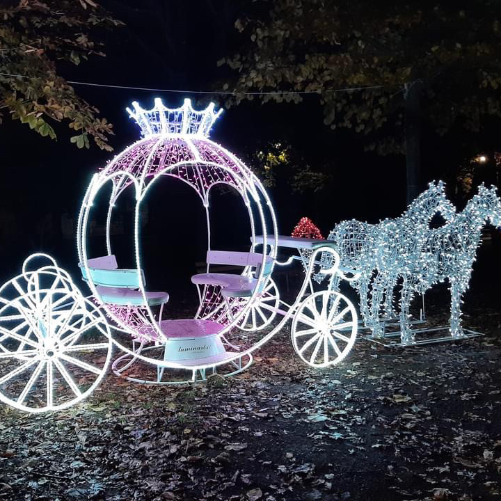 3d Led Lighted Princess Cinderella Pumpkin Horse Carriage Motif Lights for Wedding Decoration