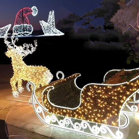 Outdoor Large Motif Christmas Decorative Running Flying Reindeer Lights