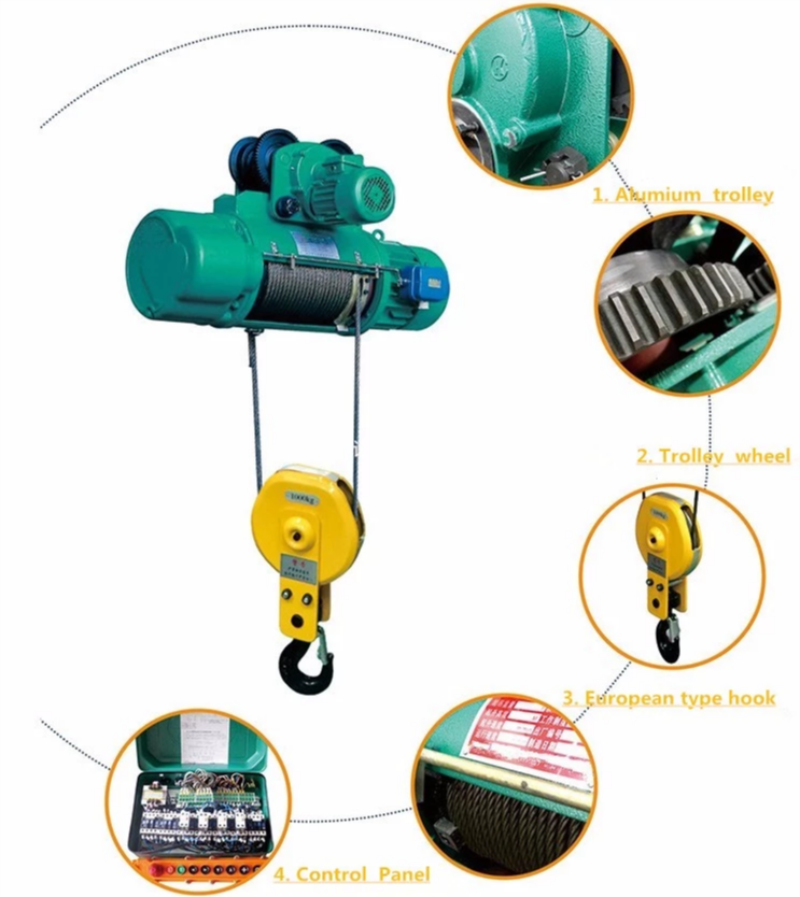 1T to 16T Capacity Single Double Speed Electric Wire Rope Hoist for Overhead Crane with wholesale price