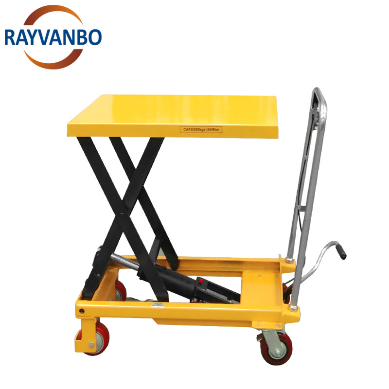 Rayvanbo Brand Portable Manual Hydraulic Lifting Platform Small Scissor Lift Table for Lifting High Strength Steel 1 Stage Pump