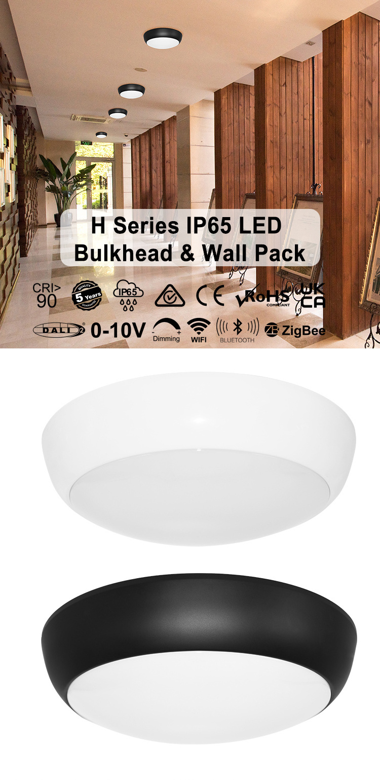 Sensor Emergency IP65 led Ceiling oyster Bulkhead light for Parking lot, basement, corridor, stairwell, balcony