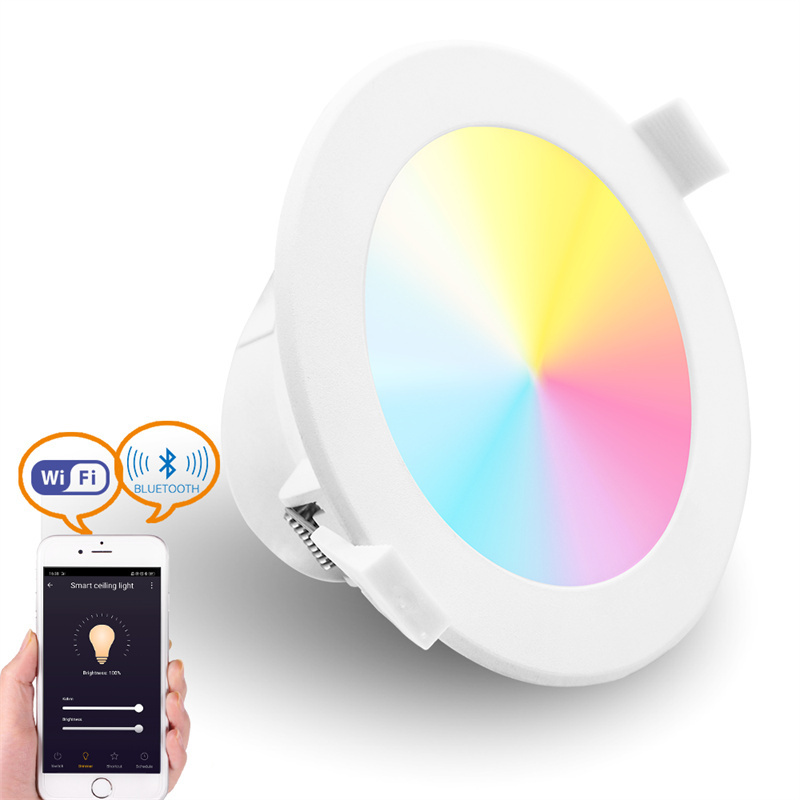 Smart Downlight Google Alexa Tuya WIFI APP RGBCW CCT Dimmable Recessed LED Down Light