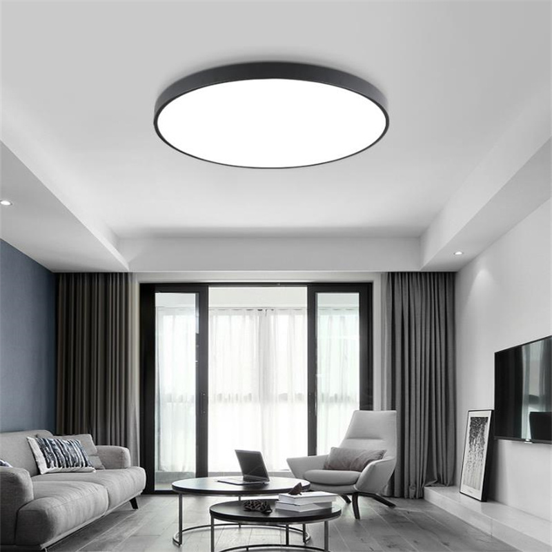 High Lumen Round Flat Thin Panel Lamp Fixtures Living Room Flush Mount RGB Dimmable LED Ceiling Light