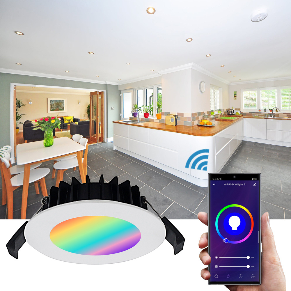 RGB ip44 surface mounted downlight recessed smart dimmable anti glare commercial led downlight