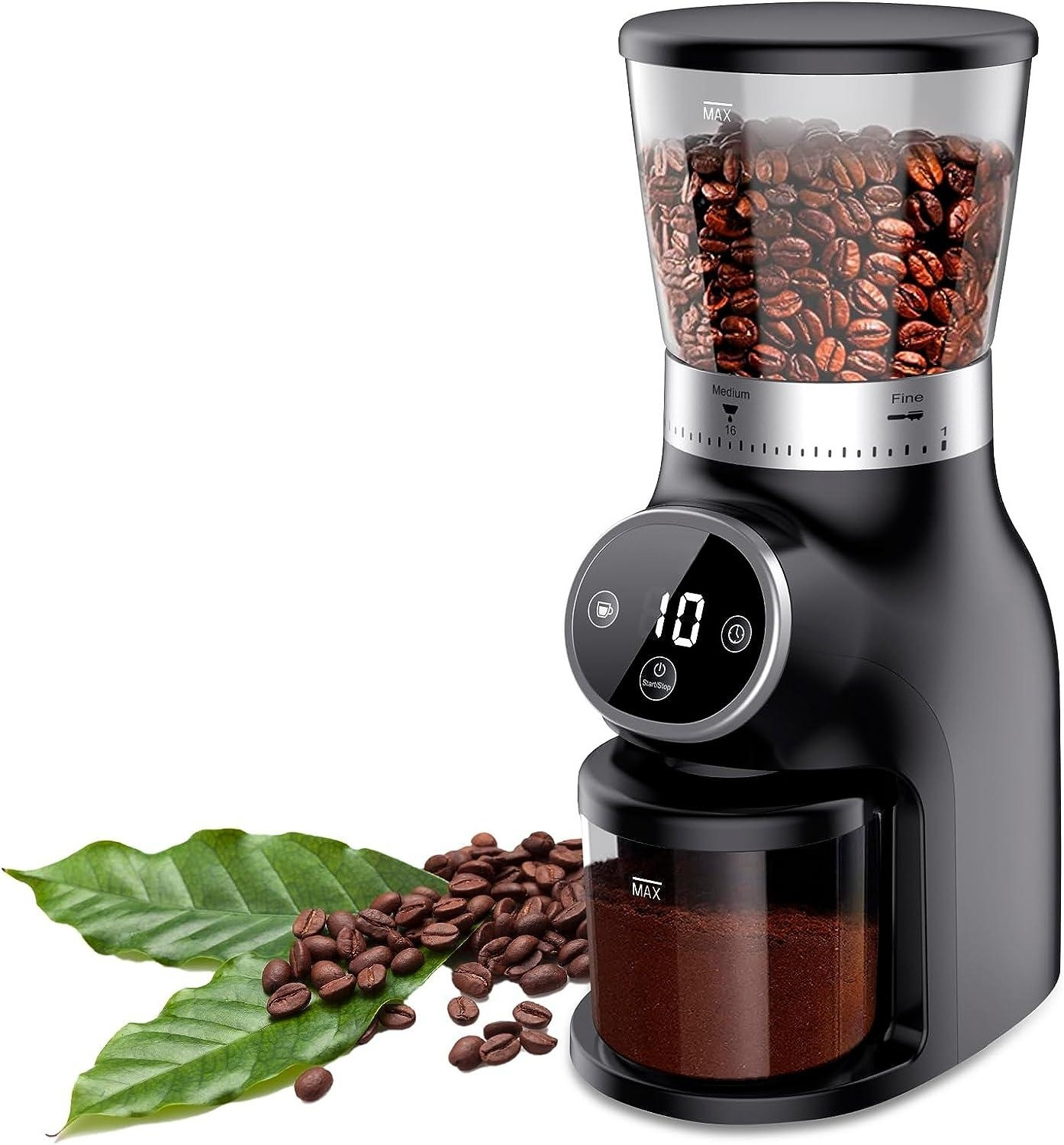 31 Precise Settings Digital Control Conical Burr Coffee Grinder Machine Time Display Espresso Electric Coffee Grinder