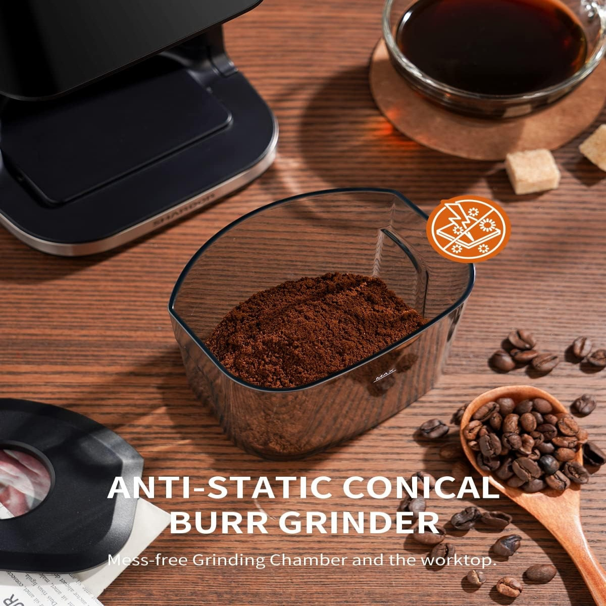 Stainless Steel Electronic Timer Touchscreen Adjustable Coffee Bean Grinder Espresso Conical Burr Coffee Grinder Electric