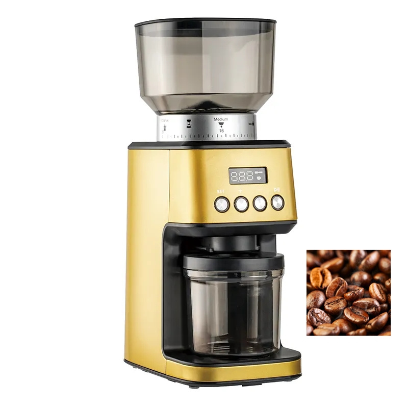 Stainless Steel Electronic Timer Touchscreen Adjustable Coffee Bean Grinder Espresso Conical Burr Coffee Grinder Electric