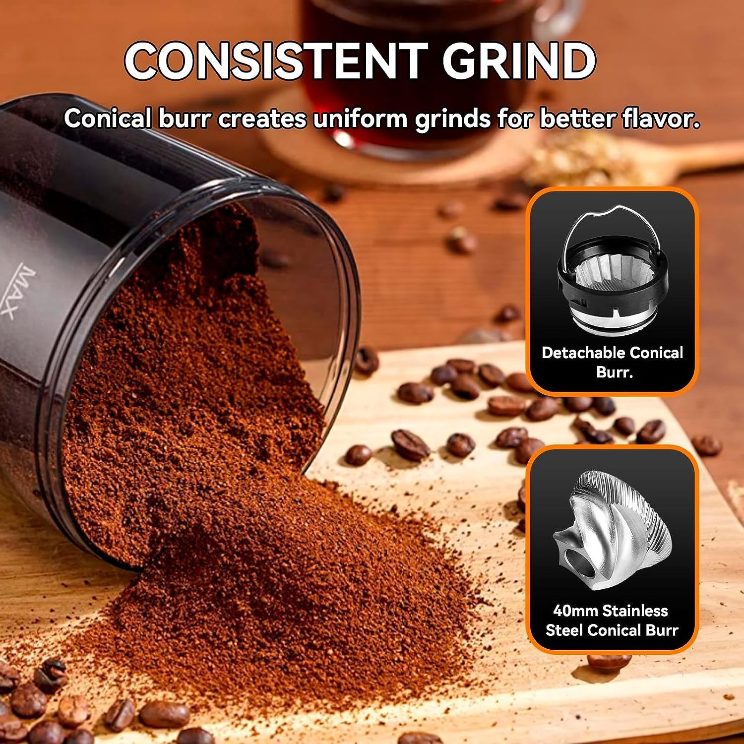 31 Precise Settings Digital Control Conical Burr Coffee Grinder Machine Time Display Espresso Electric Coffee Grinder