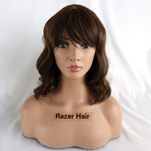 wholesale high quality fiber cheap custom premium synthetic hair women colors cut  glueless bob wigs with bangs heat resistant