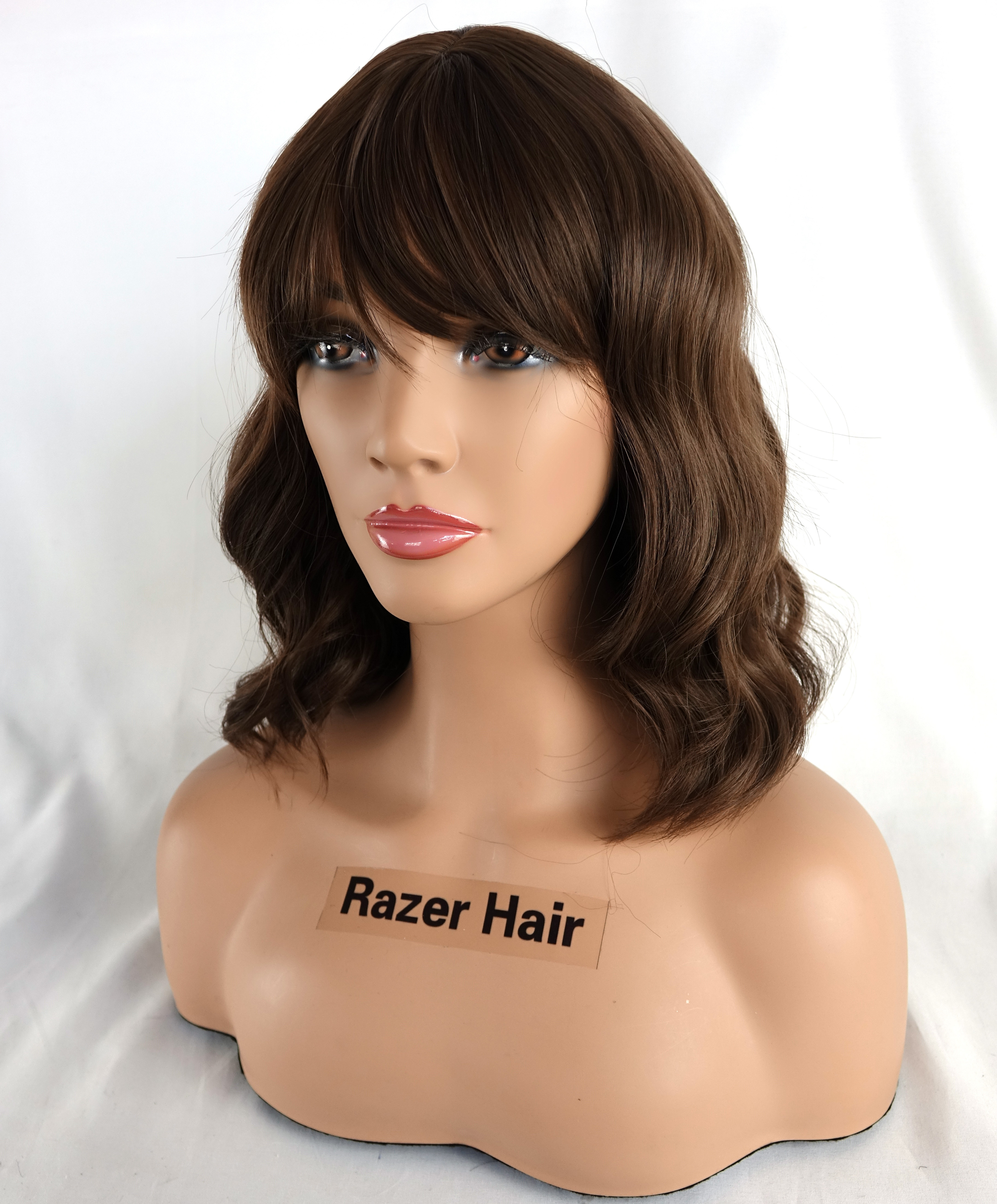 wholesale high quality fiber cheap custom premium synthetic hair women colors cut  glueless bob wigs with bangs heat resistant