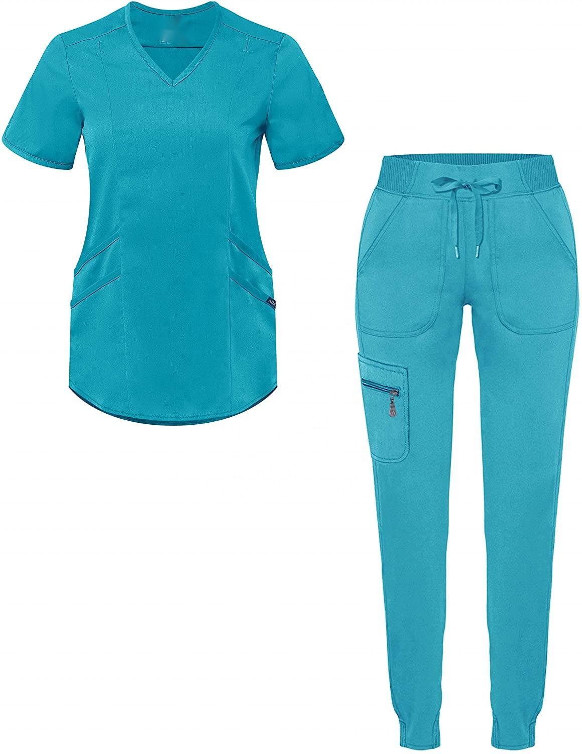 NEW Clinic Short Sleeve Tops Jogger Pants Hospital Nursing Scrub Uniforms Men Women Nurse Scrubs Set