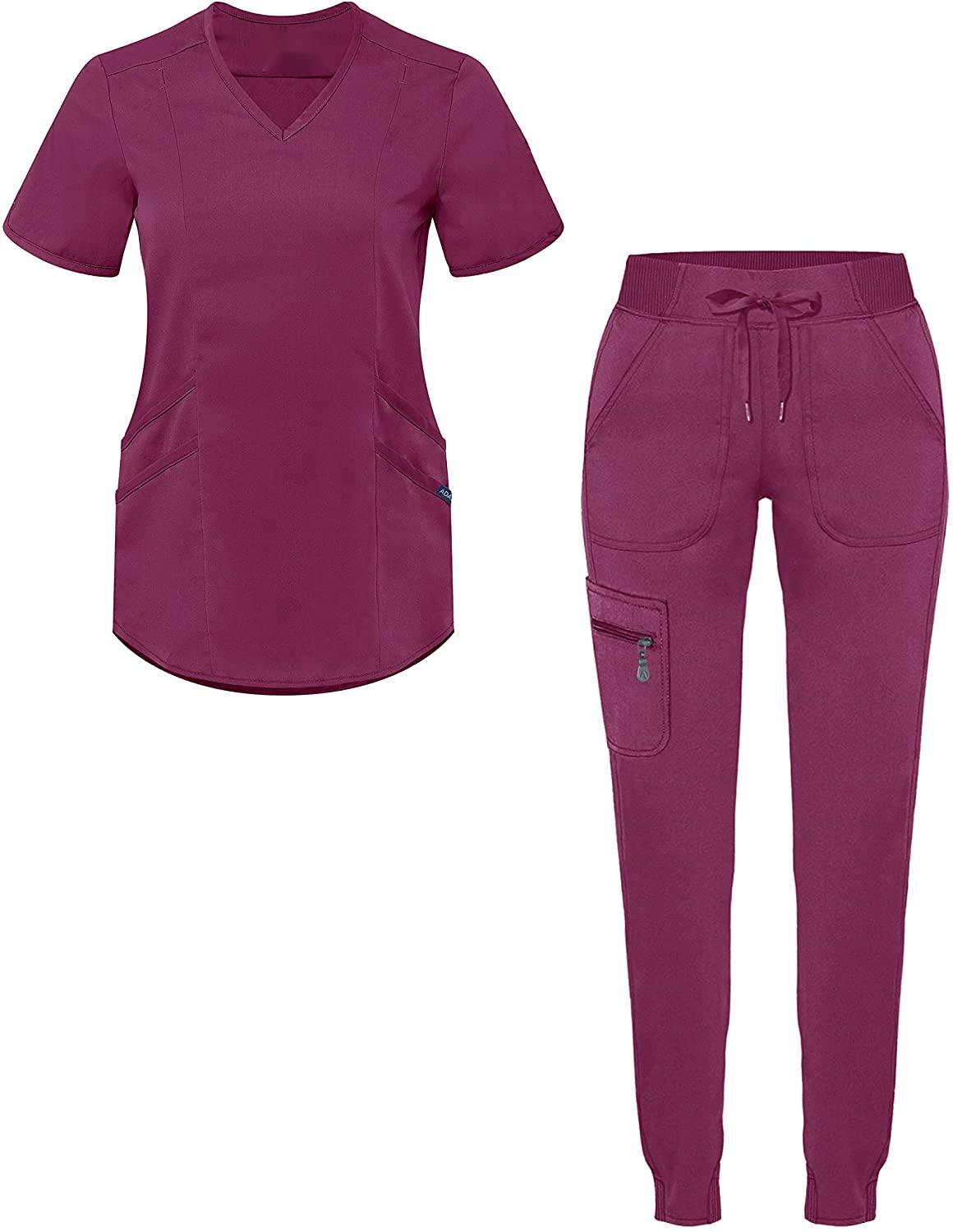 NEW Clinic Short Sleeve Tops Jogger Pants Hospital Nursing Scrub Uniforms Men Women Nurse Scrubs Set