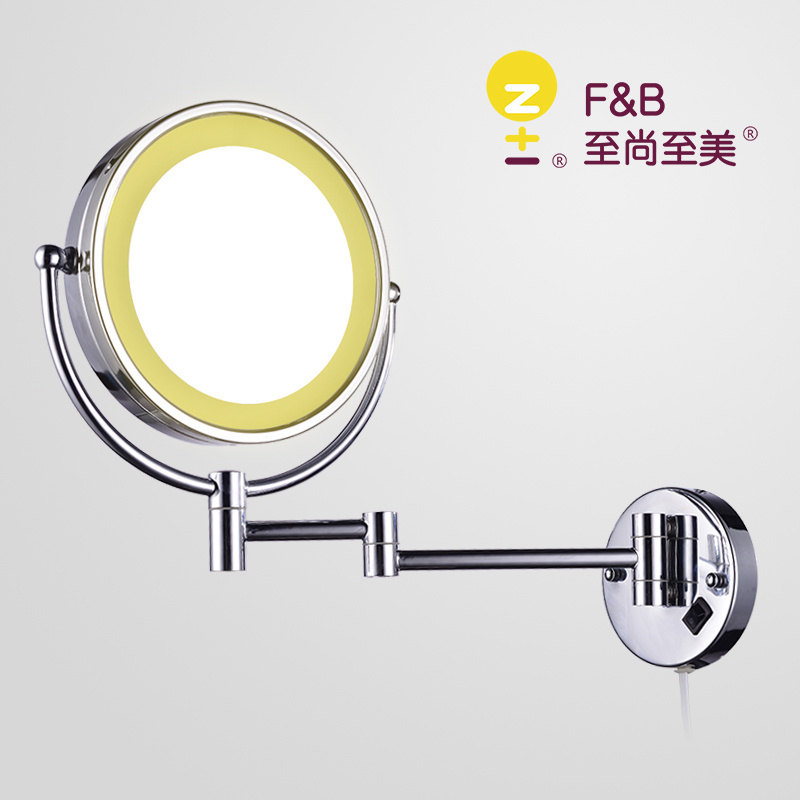 8.5 inch 1x 3x magnify Hotel Led Swing Arm Wall Mounted Lighted Vanity Cosmetic Makeup Bathroom Mirrors With Light