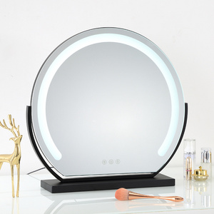 tabletop beauty illuminated weily lighted makeup mirror 6 light bulbs white vanity black legs tiktok led makeup mirror