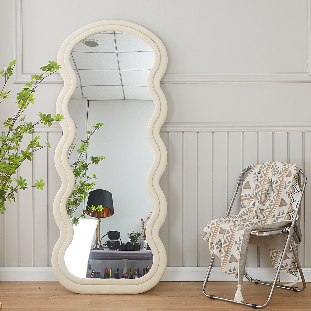 Wavy ins home floor-to-ceiling wall lean full-length mirror wind shaped fragola wave girls bedroom dressing mirror