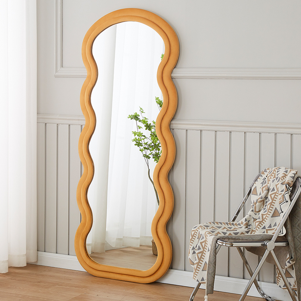 Wavy ins home floor-to-ceiling wall lean full-length mirror wind shaped fragola wave girls bedroom dressing mirror