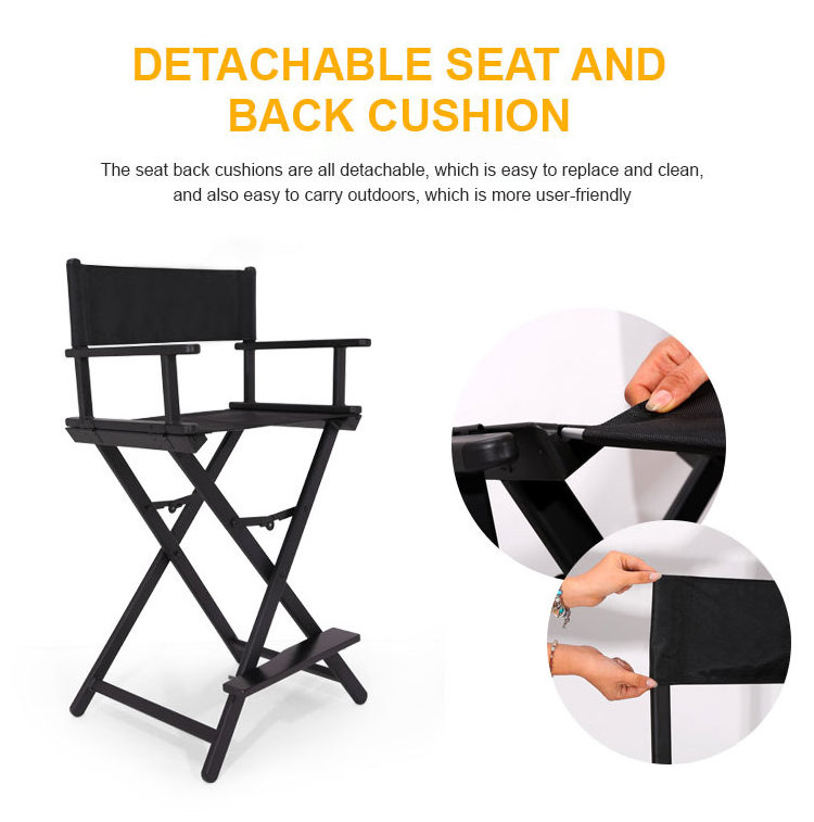 Detachable Headrest New Design Portable Beach Chair Custom Folding Aluminum Director Makeup Beauty Artist Chair Fishing Chair