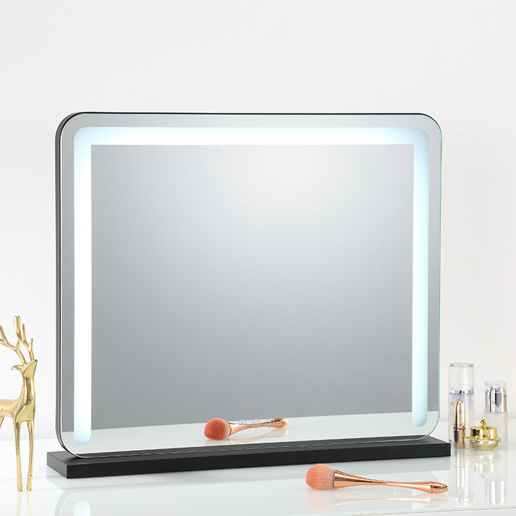 tabletop beauty illuminated weily lighted makeup mirror 6 light bulbs white vanity black legs tiktok led makeup mirror