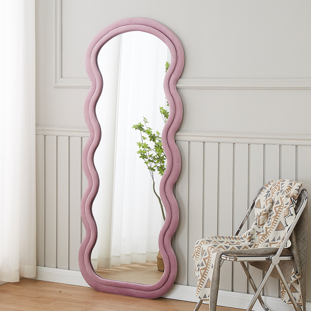 Wavy ins home floor-to-ceiling wall lean full-length mirror wind shaped fragola wave girls bedroom dressing mirror