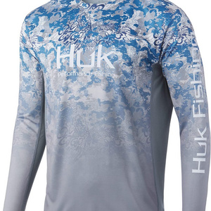 quick dry upf 50 long sleeve huk uv protection sublimation custom polyester blank performance wholesale fishing Shirt For Men