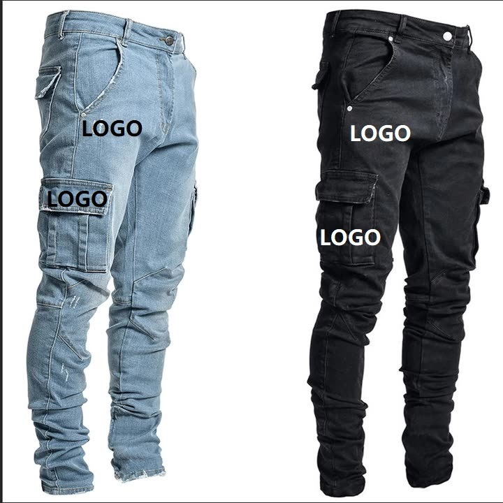 new design jeans pant 2022 Fashion Custom Stylish Knee Ripped Slim Fit Loose Stock Jeans Plus Sizes Denim Men Clothes Jeans Men