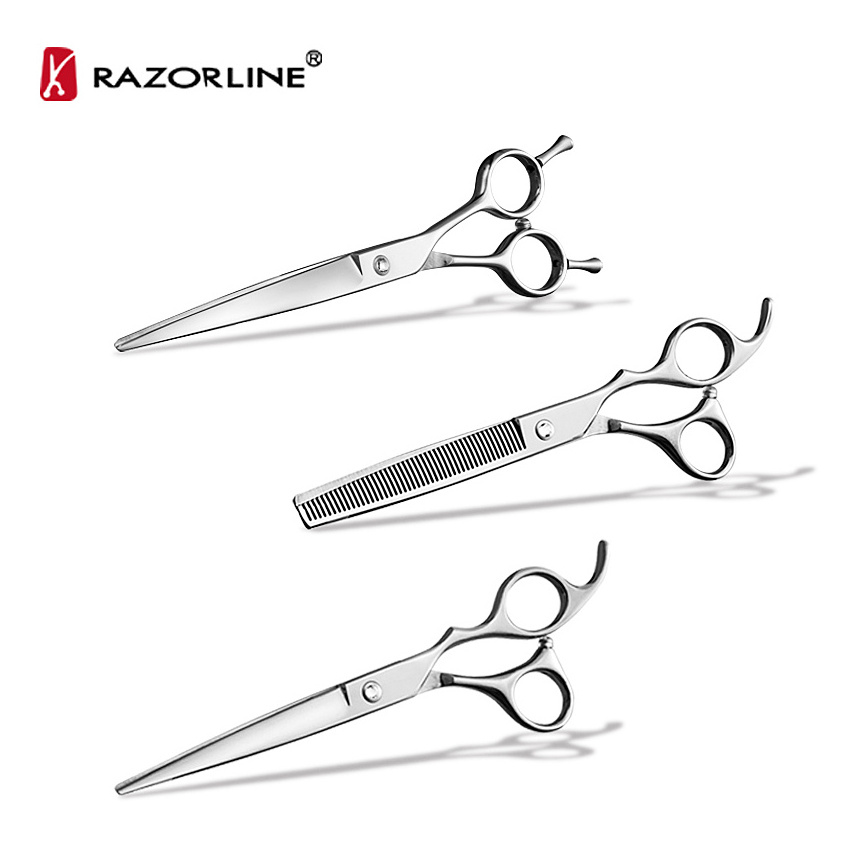 Pet Scissors Set Dog Thinning Scissors SUS420J2+ Stainless Steel Dog Scissors Set  Curved Shears