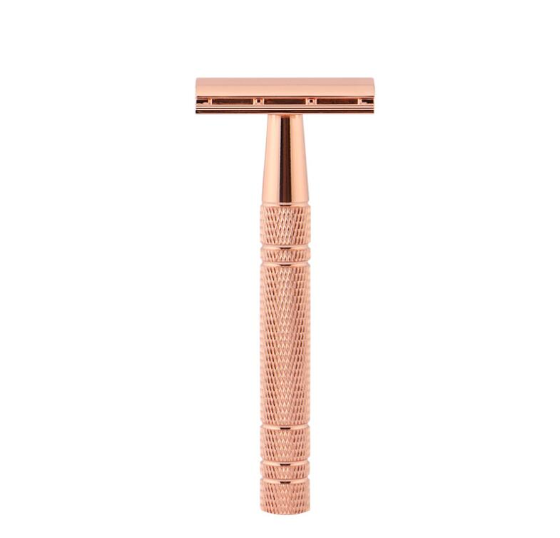 safety razor rose gold Light Luxury Style Straight Double Edge Blade Aluminum Alloy Handle Safety Razor